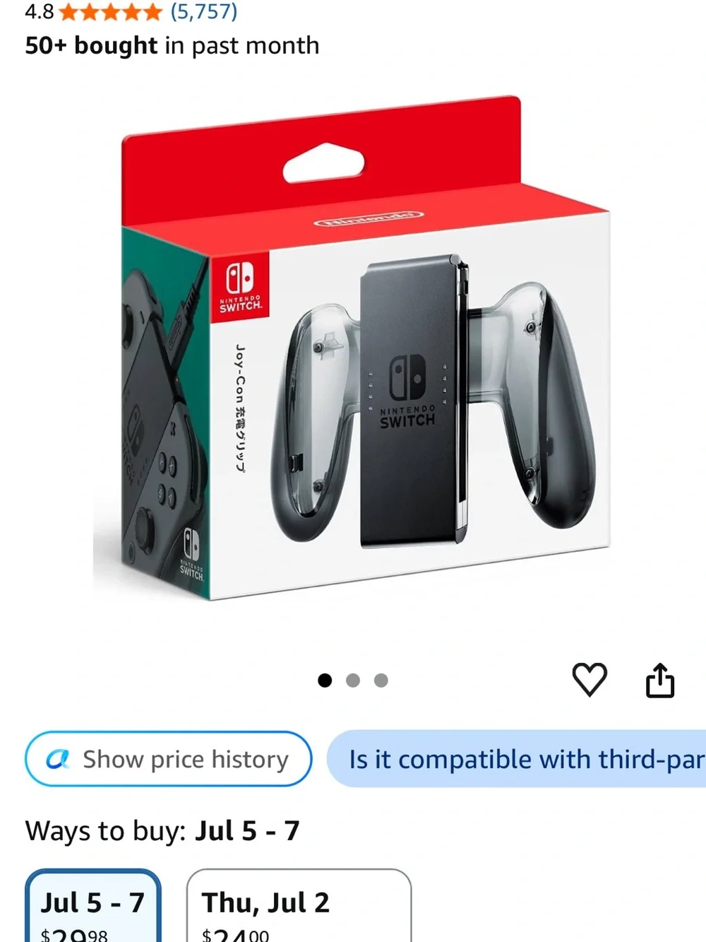 Nintendo Black Joy-Con Grip Accessory
